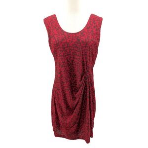 Red Leopard Print Draped Mini Dress XL Ambar Ruched Bodycon